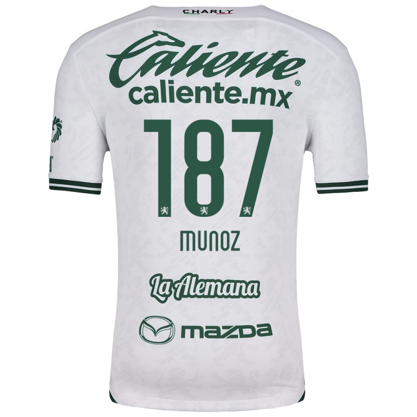 Kinderen Diego Muñoz #187 Wit Groen Uitshirt Uittenue 2024/25 T-Shirt België