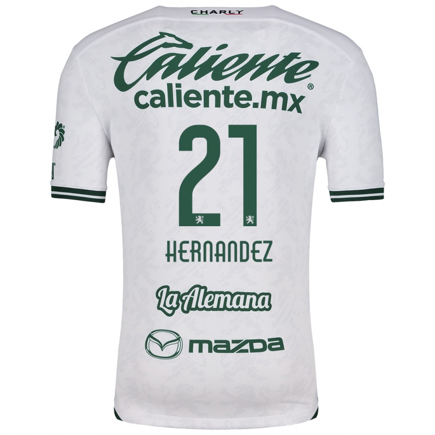 Kinderen Alexa Hernández #21 Wit Groen Uitshirt Uittenue 2024/25 T-Shirt België