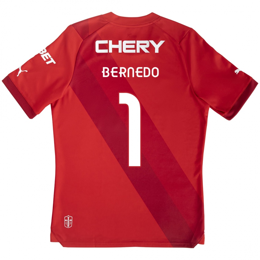 Kinderen Vicente Bernedo #1 Rood Wit Uitshirt Uittenue 2024/25 T-Shirt België