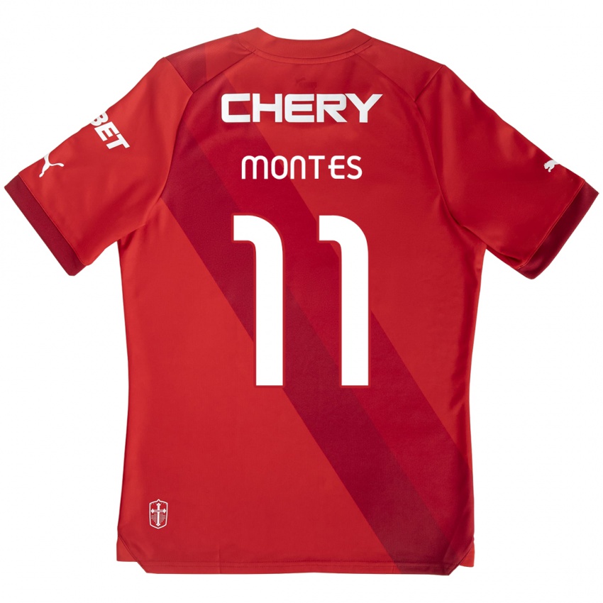 Kinder Clemente Montes #11 Rot-Weiss Auswärtstrikot Trikot 2024/25 T-Shirt Belgien