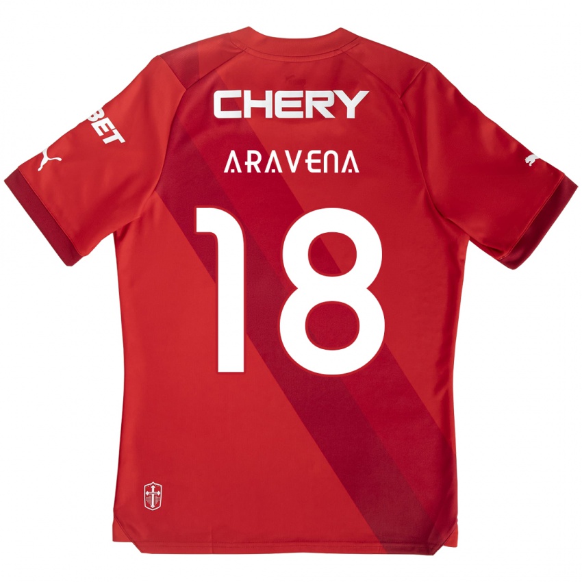 Kinder Alexander Aravena #18 Rot-Weiss Auswärtstrikot Trikot 2024/25 T-Shirt Belgien