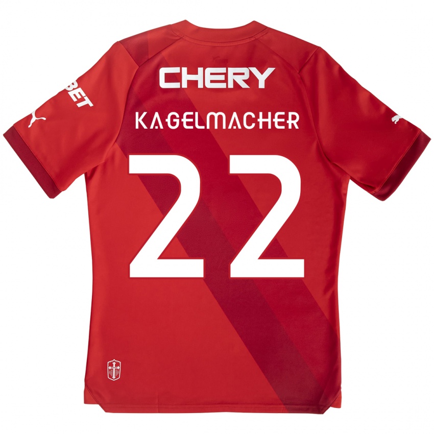 Kinderen Gary Kagelmacher #22 Rood Wit Uitshirt Uittenue 2024/25 T-Shirt België