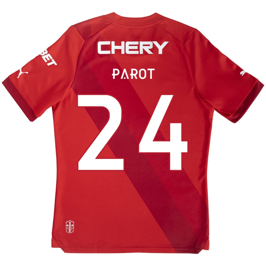 Kinderen Alfonso Parot #24 Rood Wit Uitshirt Uittenue 2024/25 T-Shirt België