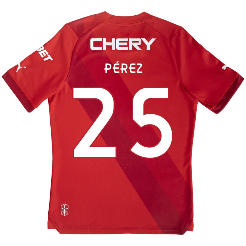 Kinderen Sebastián Pérez #25 Rood Wit Uitshirt Uittenue 2024/25 T-Shirt België