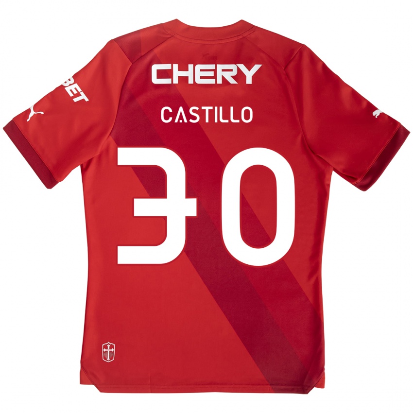 Kinderen Nicolas Castillo #30 Rood Wit Uitshirt Uittenue 2024/25 T-Shirt België