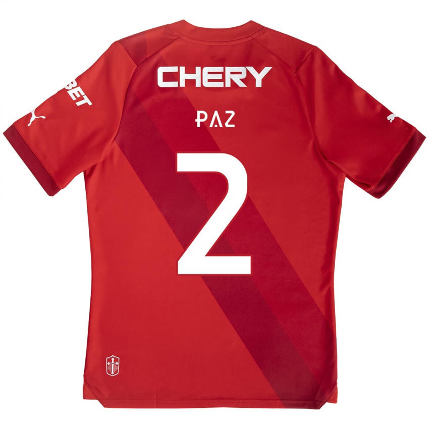 Kinder Nehuén Paz #2 Rot-Weiss Auswärtstrikot Trikot 2024/25 T-Shirt Belgien