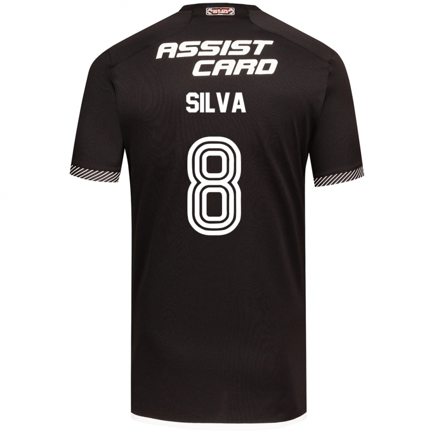 Kinderen Bastián Silva #8 Zwart Wit Uitshirt Uittenue 2024/25 T-Shirt België