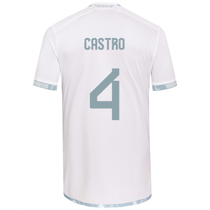 Kinderen José Ignacio Castro #4 Wit Grijs Uitshirt Uittenue 2024/25 T-Shirt België