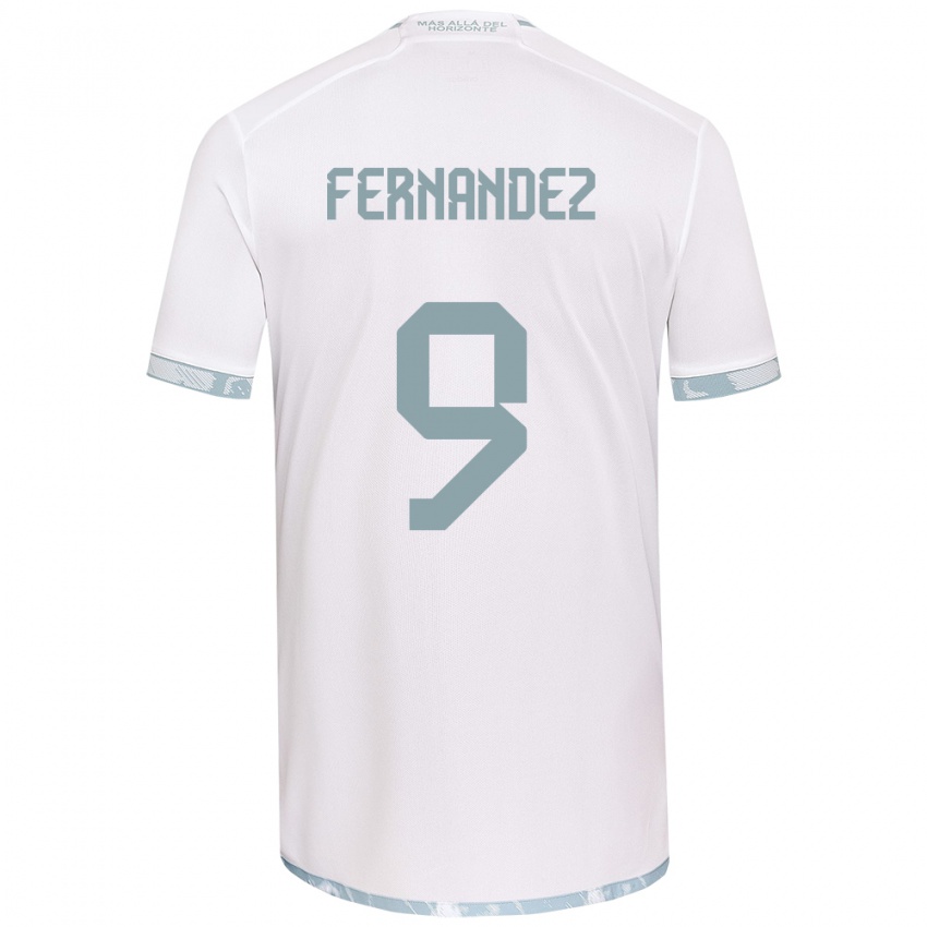 Kinderen Leandro Fernández #9 Wit Grijs Uitshirt Uittenue 2024/25 T-Shirt België