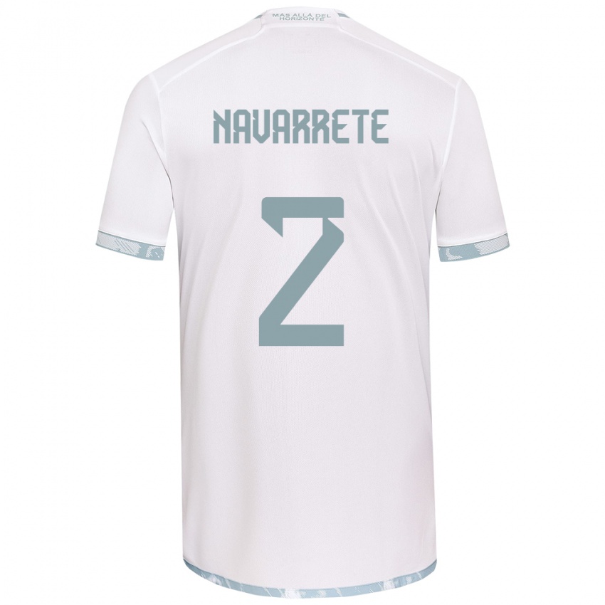 Kinderen Daniel Navarrete #2 Wit Grijs Uitshirt Uittenue 2024/25 T-Shirt België