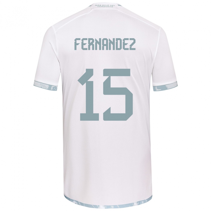 Kinderen Vicente Fernández #15 Wit Grijs Uitshirt Uittenue 2024/25 T-Shirt België