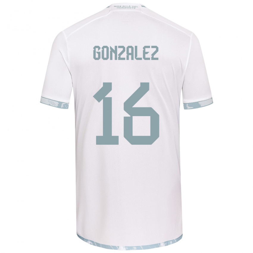 Kinderen Monserratt González #16 Wit Grijs Uitshirt Uittenue 2024/25 T-Shirt België