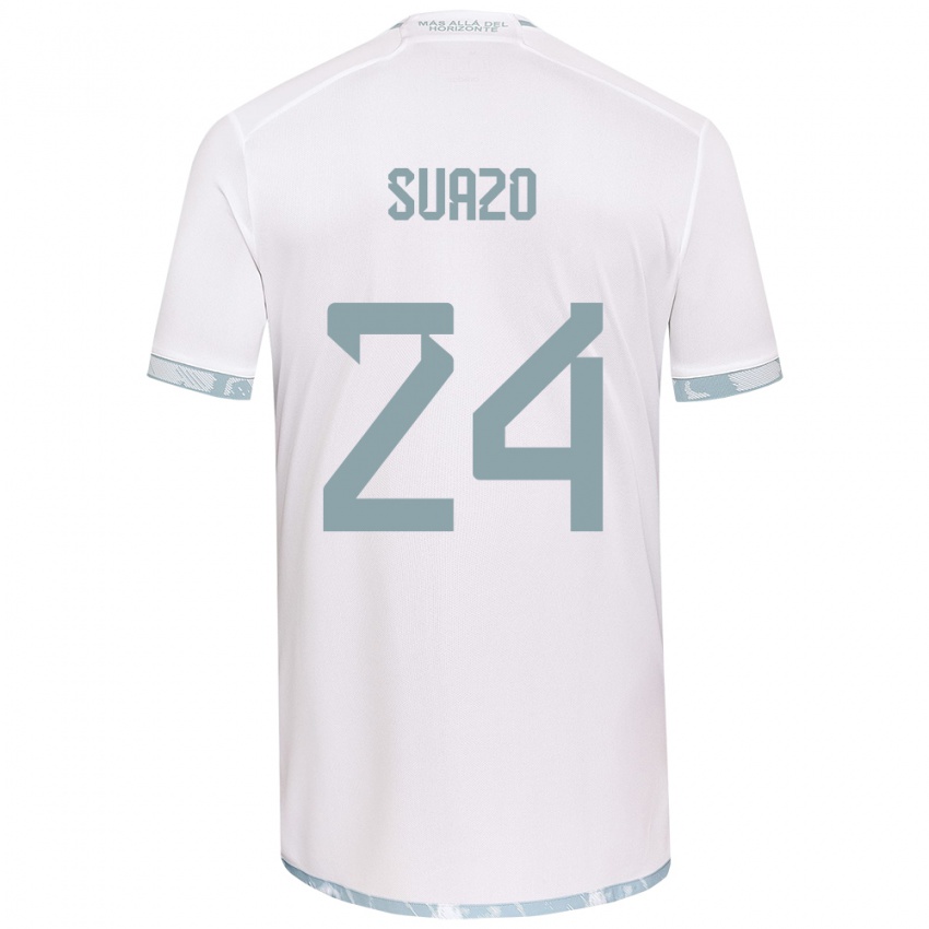 Kinderen Arantza Suazo #24 Wit Grijs Uitshirt Uittenue 2024/25 T-Shirt België