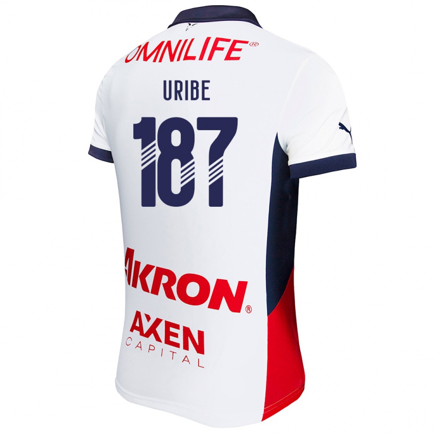 Enfant Maillot Juan Uribe #187 Blanc Rouge Bleu Tenues Extérieur 2024/25 T-Shirt Belgique