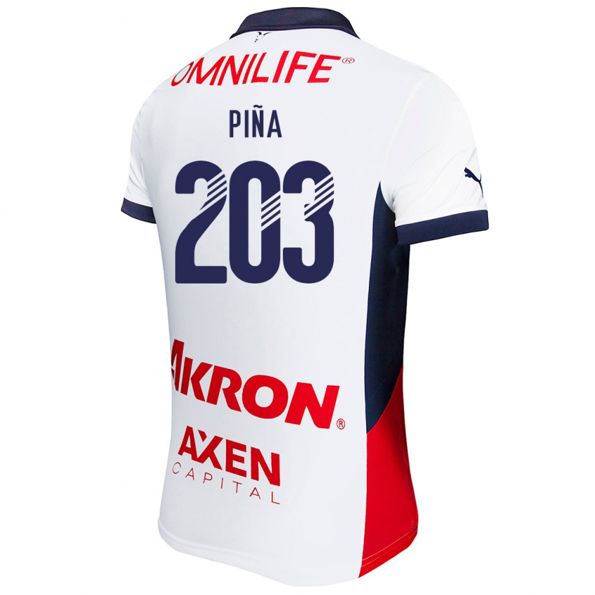 Enfant Maillot Fernando Piña #203 Blanc Rouge Bleu Tenues Extérieur 2024/25 T-Shirt Belgique