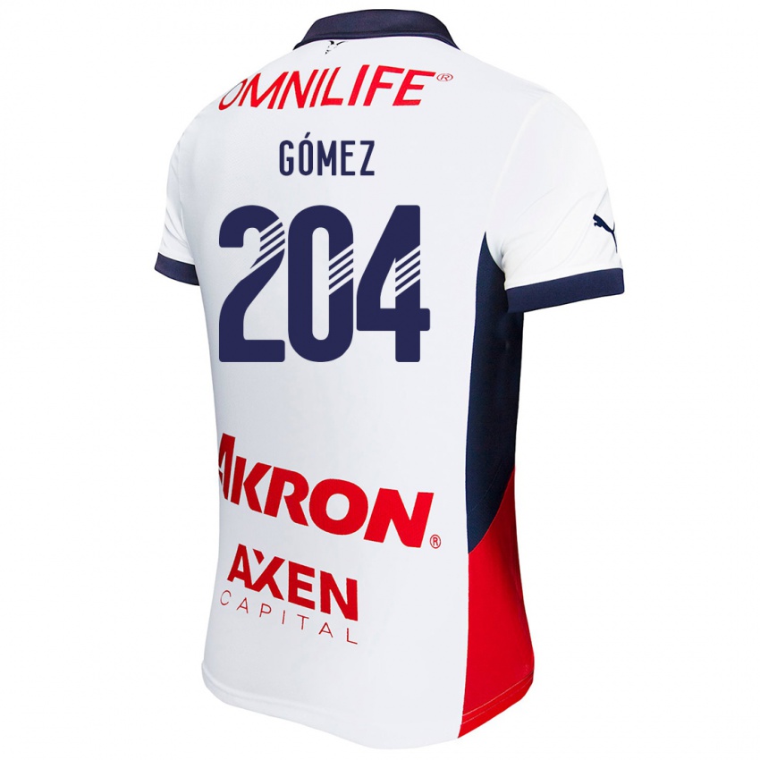 Enfant Maillot Luis Gómez #204 Blanc Rouge Bleu Tenues Extérieur 2024/25 T-Shirt Belgique