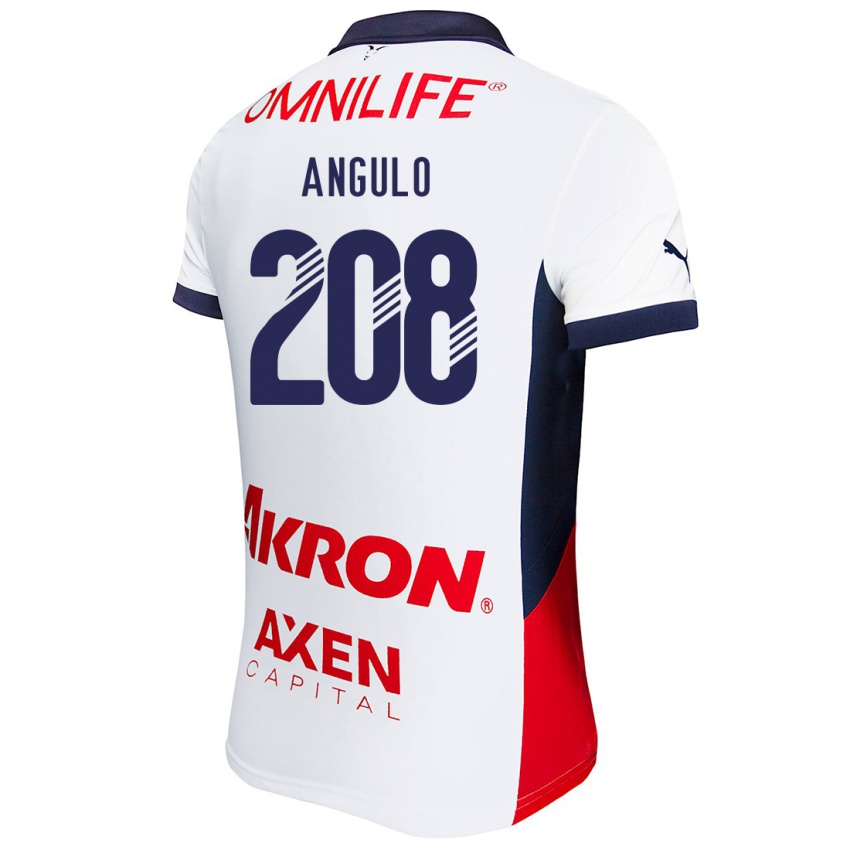 Enfant Maillot Ismael Angulo #208 Blanc Rouge Bleu Tenues Extérieur 2024/25 T-Shirt Belgique