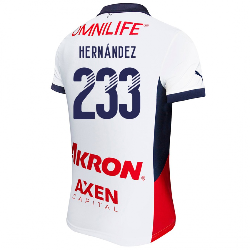 Enfant Maillot Zinedine Hernández #233 Blanc Rouge Bleu Tenues Extérieur 2024/25 T-Shirt Belgique