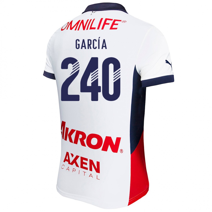 Enfant Maillot Víctor García #240 Blanc Rouge Bleu Tenues Extérieur 2024/25 T-Shirt Belgique