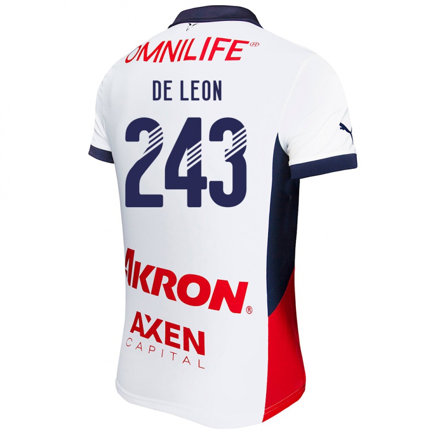 Enfant Maillot Jared De León #243 Blanc Rouge Bleu Tenues Extérieur 2024/25 T-Shirt Belgique