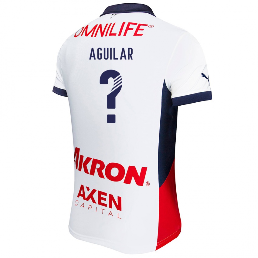 Enfant Maillot Alexander Aguilar #0 Blanc Rouge Bleu Tenues Extérieur 2024/25 T-Shirt Belgique