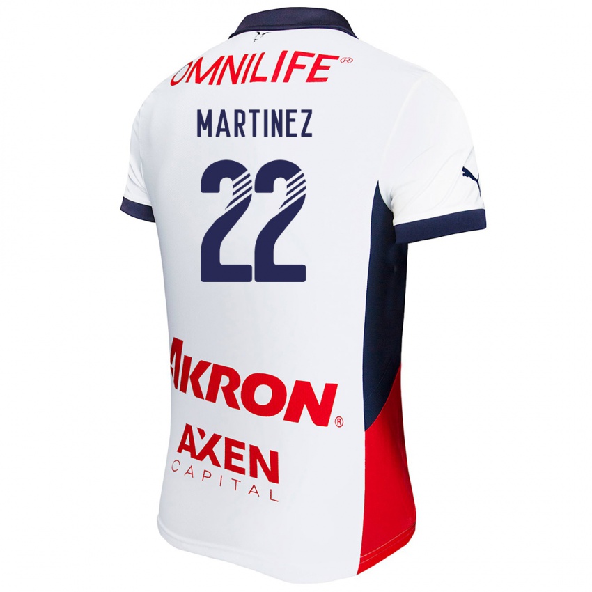 Enfant Maillot Karla Martínez #22 Blanc Rouge Bleu Tenues Extérieur 2024/25 T-Shirt Belgique