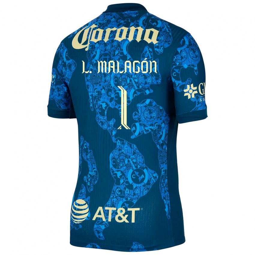 Enfant Maillot Luis Malagón #1 Bleu Jaune Tenues Extérieur 2024/25 T-Shirt Belgique