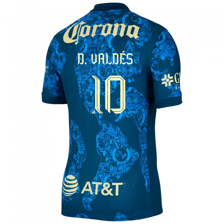 Enfant Maillot Diego Valdés #10 Bleu Jaune Tenues Extérieur 2024/25 T-Shirt Belgique