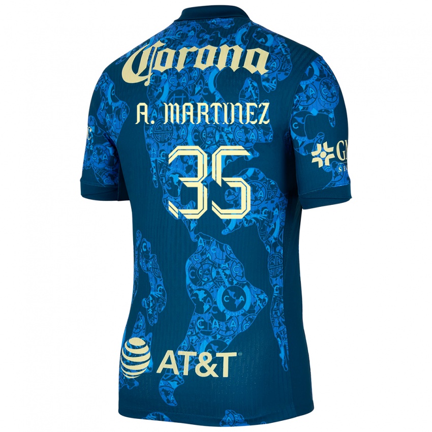 Enfant Maillot Arturo Martínez #35 Bleu Jaune Tenues Extérieur 2024/25 T-Shirt Belgique