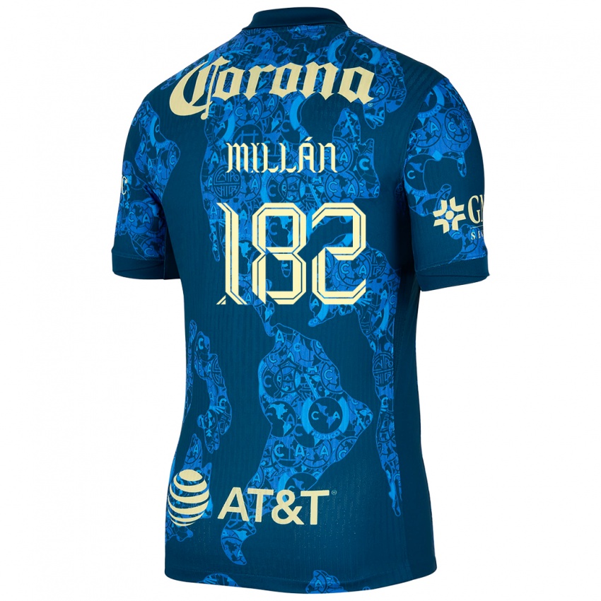 Enfant Maillot Daniel Millán #182 Bleu Jaune Tenues Extérieur 2024/25 T-Shirt Belgique