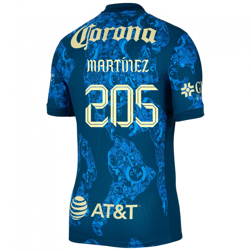 Enfant Maillot Sebastián Martínez #205 Bleu Jaune Tenues Extérieur 2024/25 T-Shirt Belgique