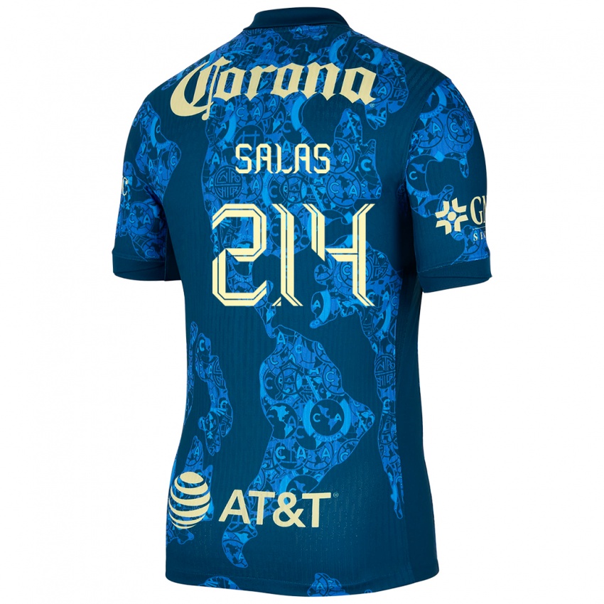 Enfant Maillot Patricio Salas #214 Bleu Jaune Tenues Extérieur 2024/25 T-Shirt Belgique