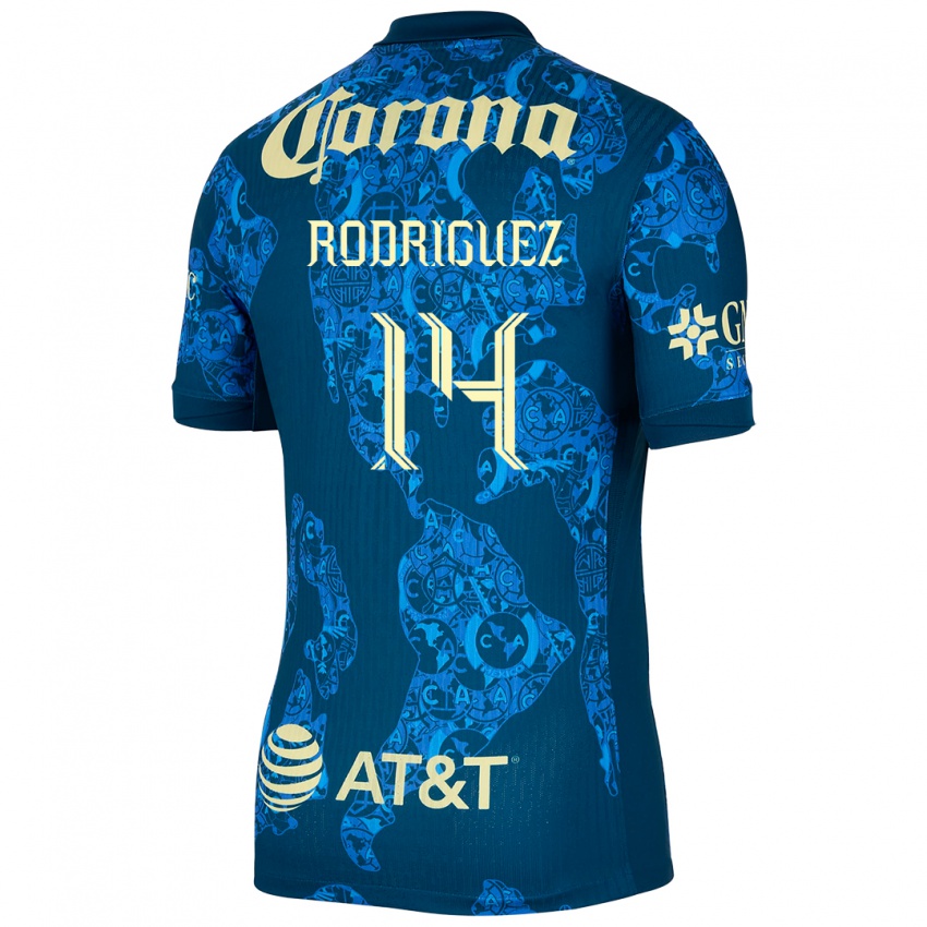 Enfant Maillot Monica Rodriguez #14 Bleu Jaune Tenues Extérieur 2024/25 T-Shirt Belgique