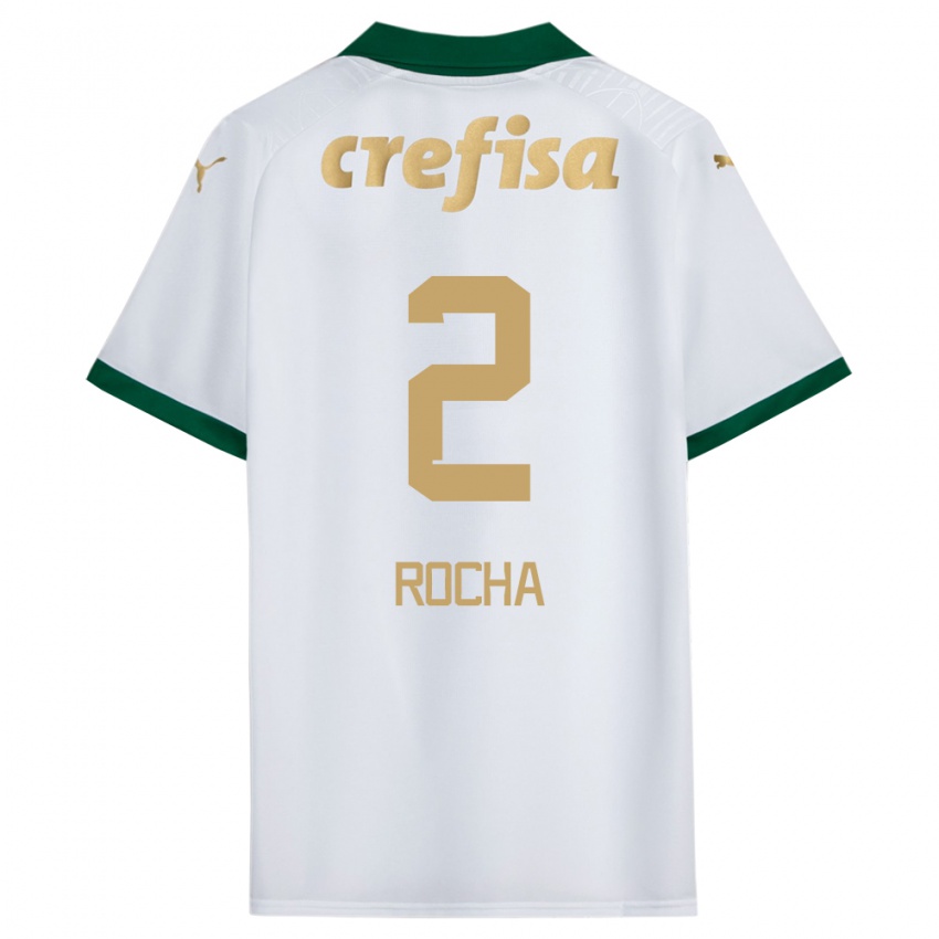 Enfant Maillot Marcos Rocha #2 Blanc Vert Tenues Extérieur 2024/25 T-Shirt Belgique