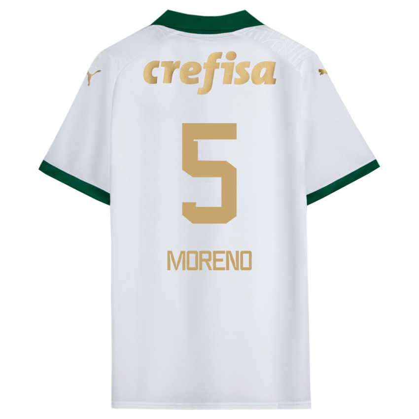 Enfant Maillot Aníbal Moreno #5 Blanc Vert Tenues Extérieur 2024/25 T-Shirt Belgique