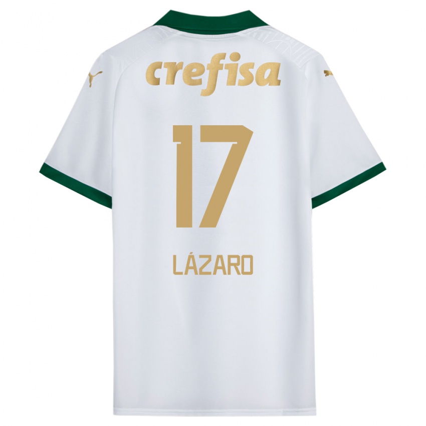 Enfant Maillot Lazaro #17 Blanc Vert Tenues Extérieur 2024/25 T-Shirt Belgique