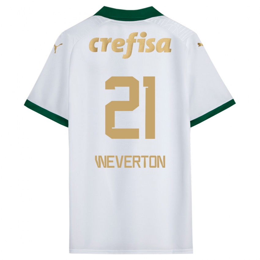 Enfant Maillot Weverton #21 Blanc Vert Tenues Extérieur 2024/25 T-Shirt Belgique