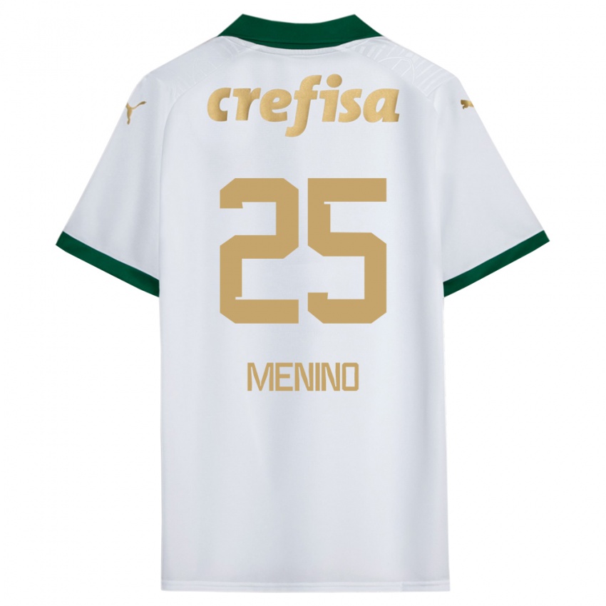 Kinderen Gabriel Menino #25 Wit Groen Uitshirt Uittenue 2024/25 T-Shirt België