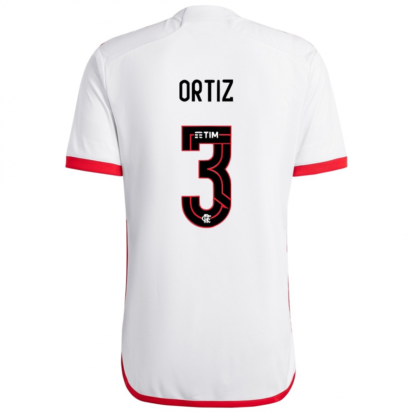 Kinderen Léo Ortiz #3 Wit Rood Uitshirt Uittenue 2024/25 T-Shirt België