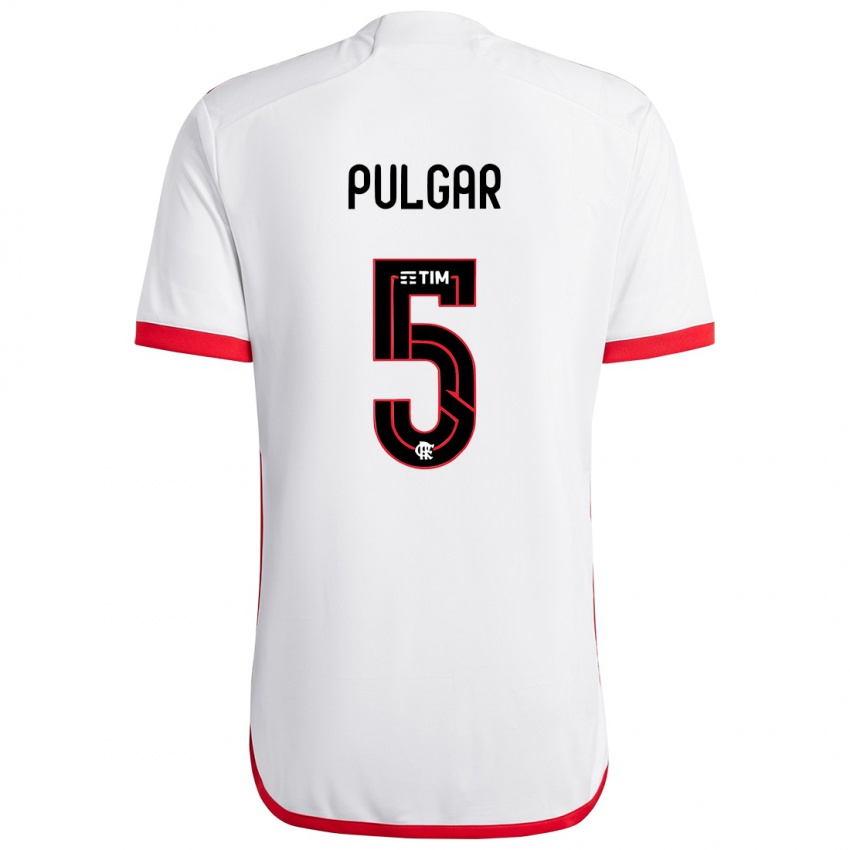 Kinderen Erick Pulgar #5 Wit Rood Uitshirt Uittenue 2024/25 T-Shirt België