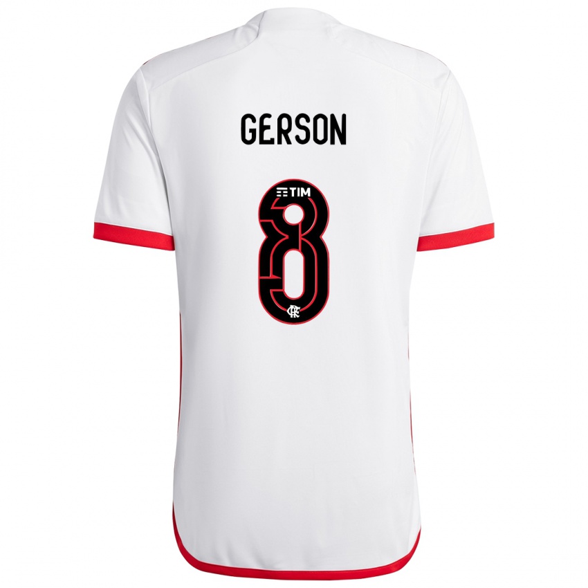 Kinderen Gerson #8 Wit Rood Uitshirt Uittenue 2024/25 T-Shirt België