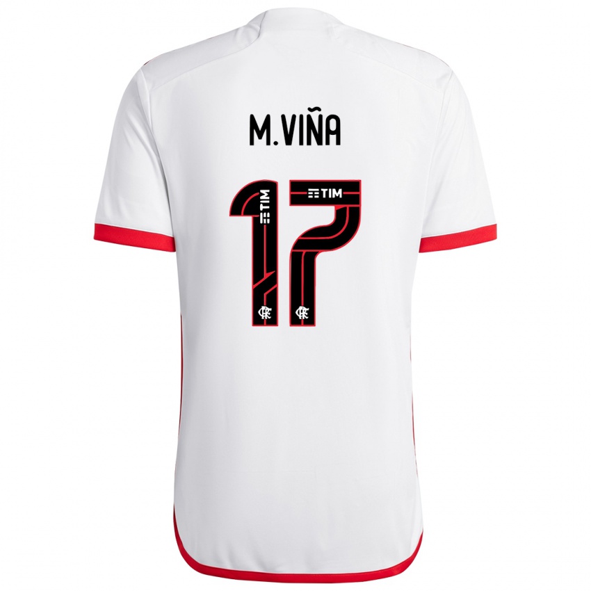 Kinderen Matias Vina #17 Wit Rood Uitshirt Uittenue 2024/25 T-Shirt België