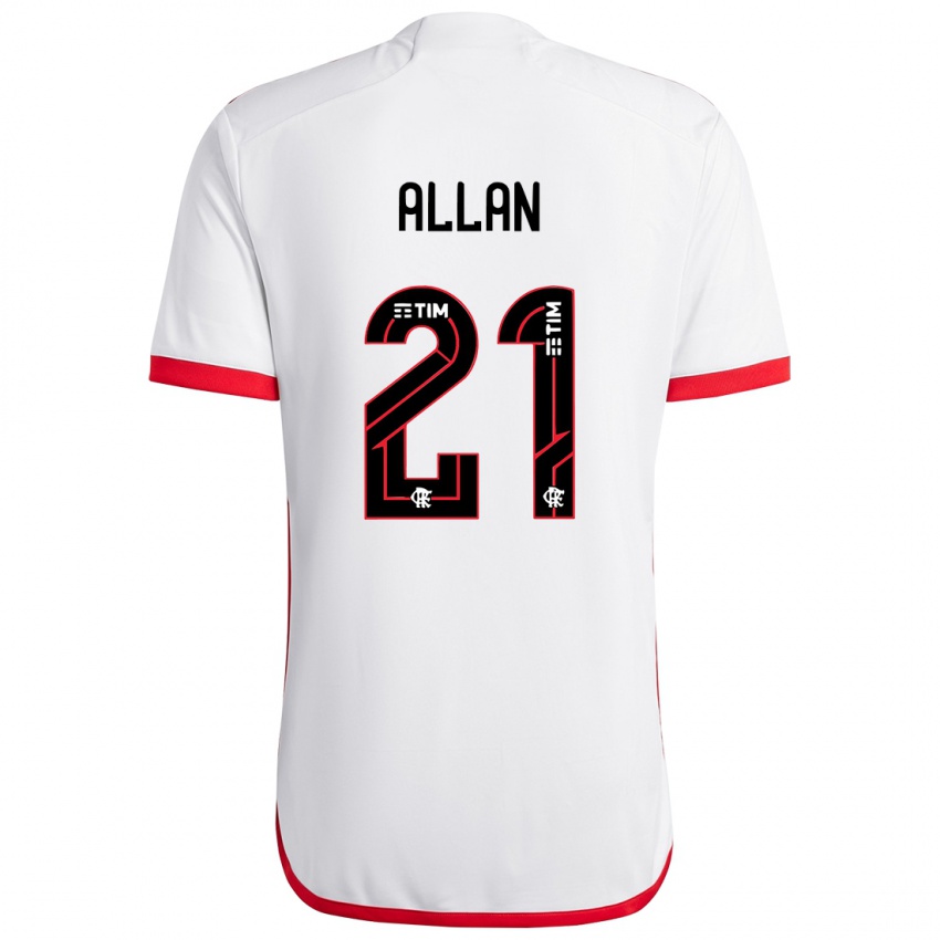 Kinderen Allan #21 Wit Rood Uitshirt Uittenue 2024/25 T-Shirt België