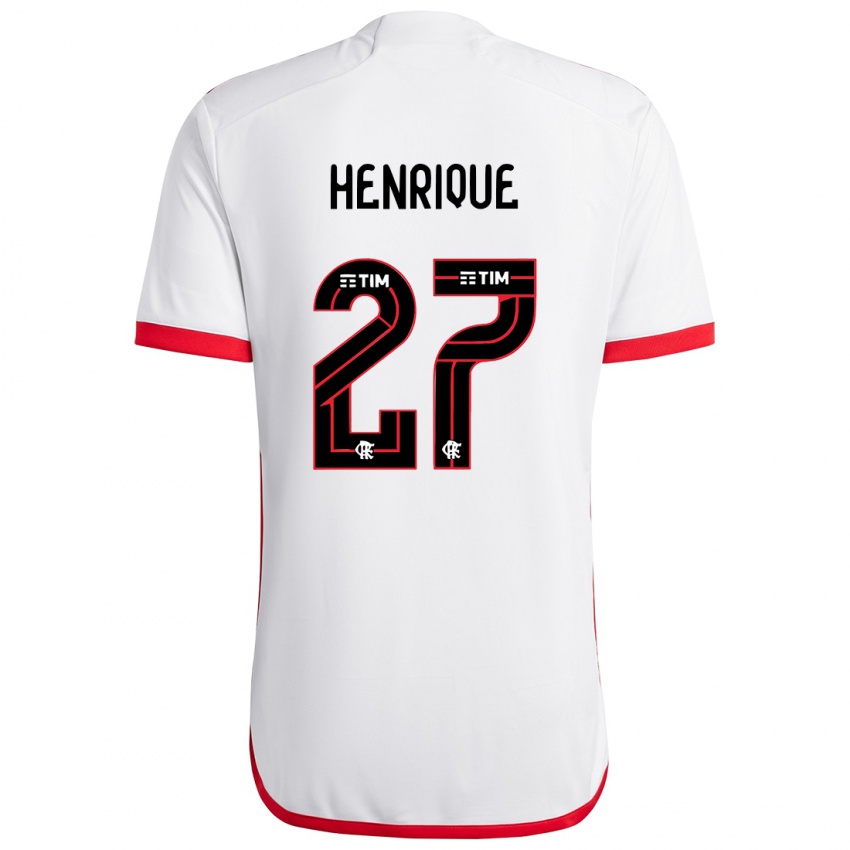 Kinderen Bruno Henrique #27 Wit Rood Uitshirt Uittenue 2024/25 T-Shirt België