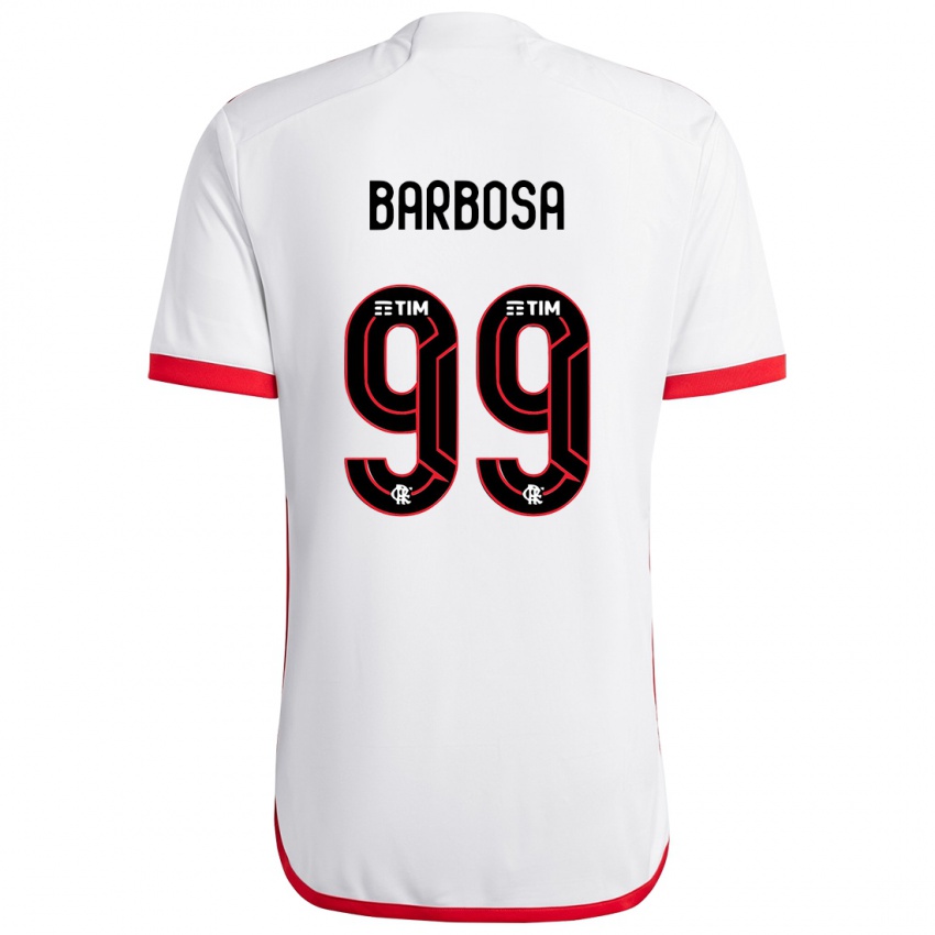 Kinderen Gabriel Barbosa #99 Wit Rood Uitshirt Uittenue 2024/25 T-Shirt België