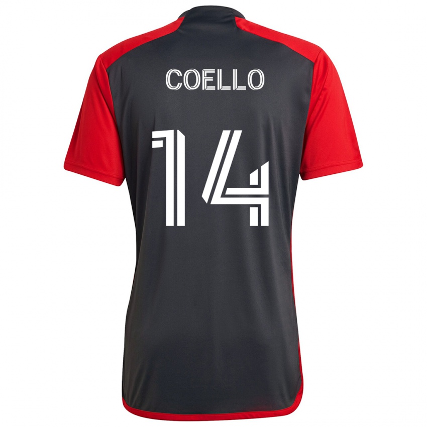 Herren Alonso Coello #14 Grau Rot Heimtrikot Trikot 2024/25 T-Shirt Belgien