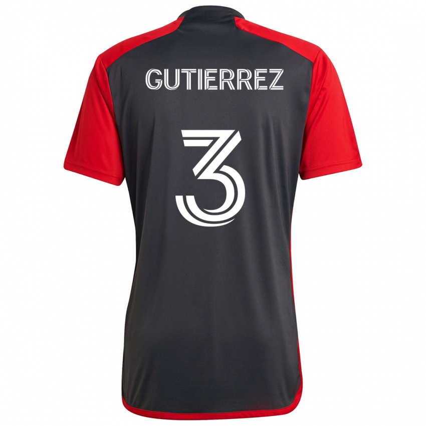 Homme Maillot Cristián Gutiérrez #3 Rouge Gris Tenues Domicile 2024/25 T-Shirt Belgique