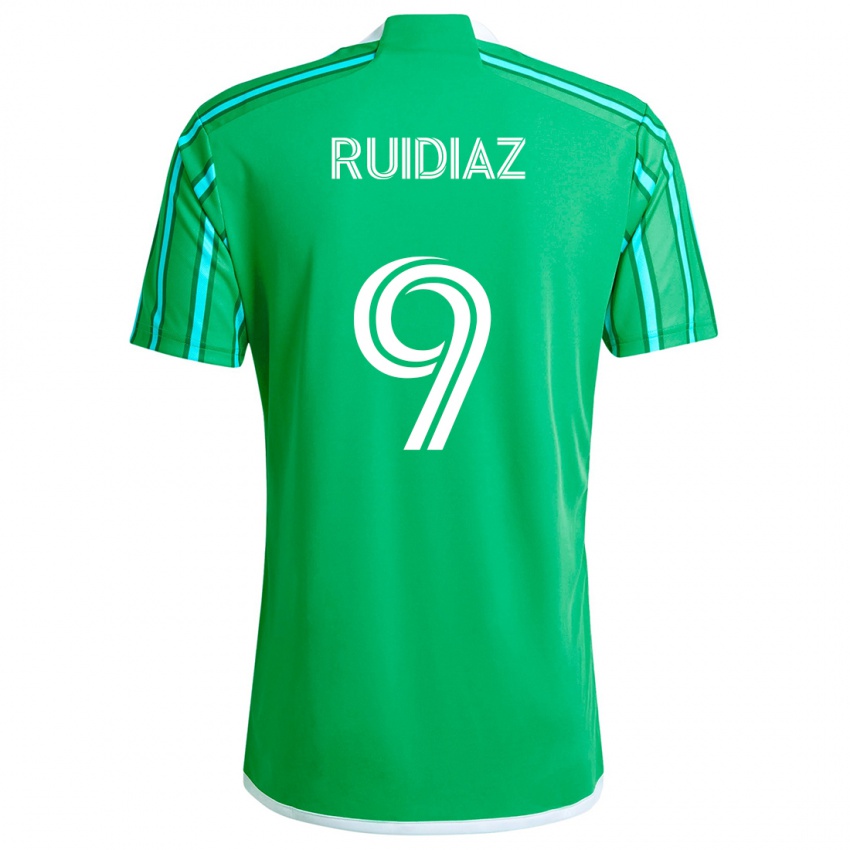 Heren Raúl Ruidíaz #9 Groen Wit Thuisshirt Thuistenue 2024/25 T-Shirt België