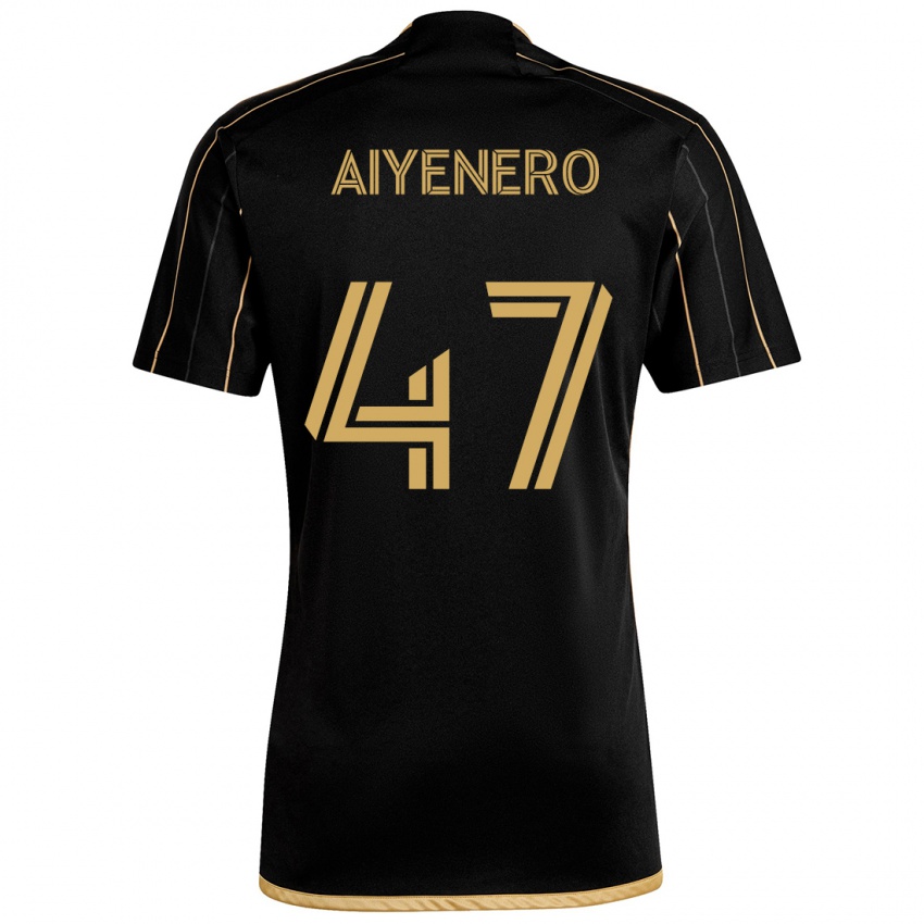 Homme Maillot Marius Aiyenero #47 Or Noir Tenues Domicile 2024/25 T-Shirt Belgique