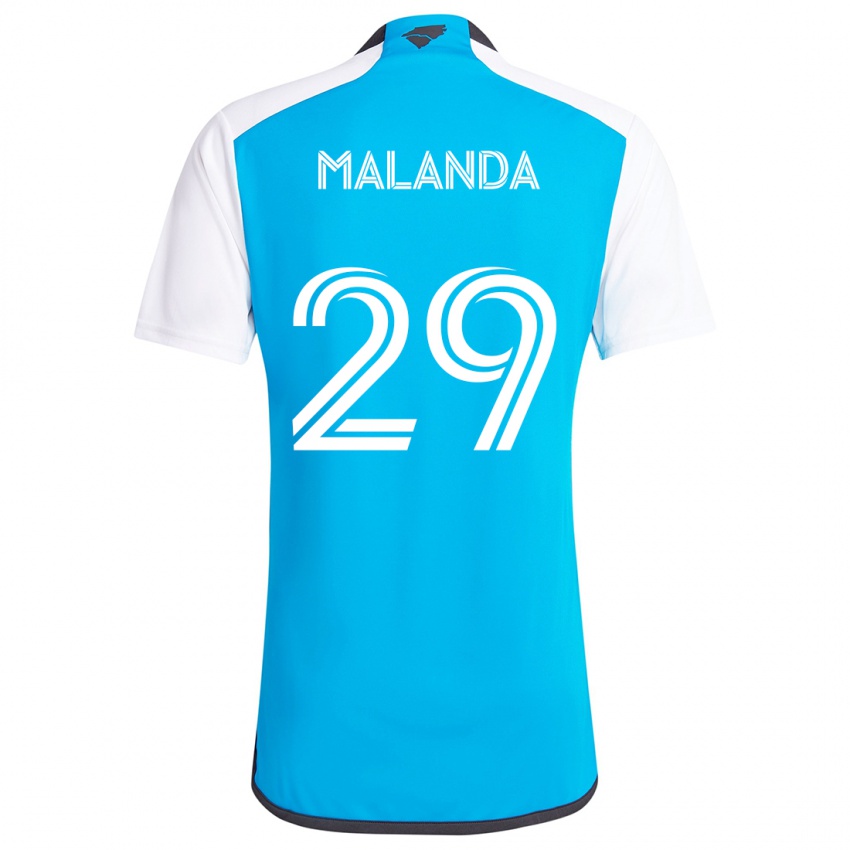 Homme Maillot Adilson Malanda #29 Bleu Blanc Tenues Domicile 2024/25 T-Shirt Belgique